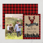 Carte photo de Noël Deer et Buffalo Plaid (Devant / Derrière)