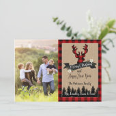 Carte photo de Noël Deer et Buffalo Plaid (Debout devant)