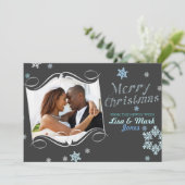 Carte photo de Noël des jeunes mariés (Debout devant)