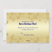 Carte photo de Noël des ornements bleu et or (Dos)