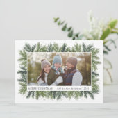 Carte photo de Noël des pins neigeux (Debout devant)