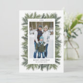 Carte photo de Noël des pins neigeux (Debout devant)