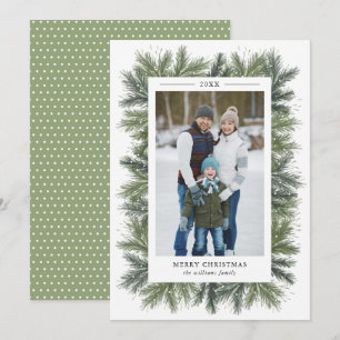 Carte photo de Noël des pins neigeux