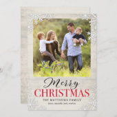 Carte photo de Noël des Snowflakes rustiques (Devant / Derrière)