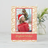 Carte Photo de Noël des tourbillons en or (Debout devant)