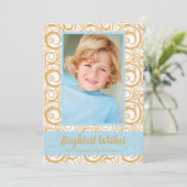 Carte Photo de Noël des tourbillons en or (Debout devant)