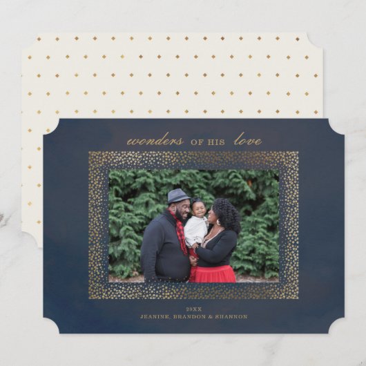 Carte photo de Noël d'or religieux (Devant / Derrière)