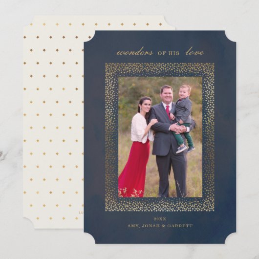 Carte photo de Noël d'or religieux (Devant / Derrière)