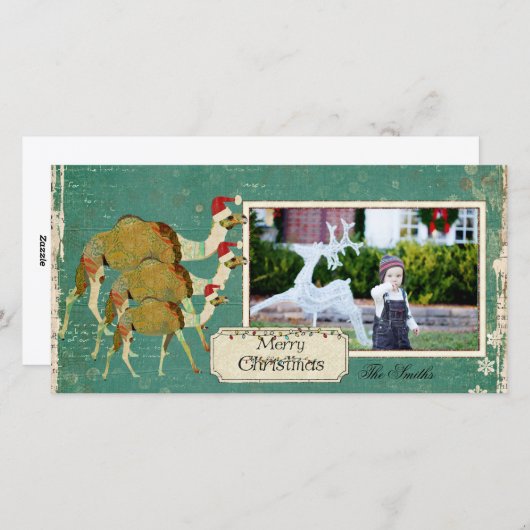 Carte photo de Noël Dreamel Camels (Devant / Derrière)