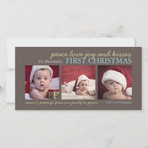 Carte photo de Noël du bébé de joie d'amour de