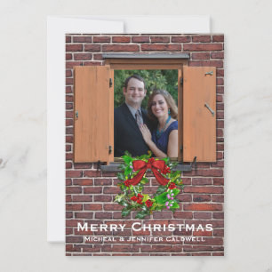 Carte photo de Noël du cadre de fenêtre