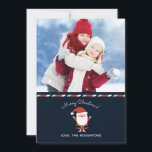 Carte photo de Noël du Père Noël<br><div class="desc">Une illustration moderne et mignonne d'un Père Noël orne cette carte avec votre nom,  photo,  et les mots Joyeux Noël. Utilisez votre photo préférée pour créer une carte de Noël unique et tendance à envoyer à la famille et aux amis. Conçu pour vous par Blackberry Boulevard.</div>