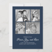 Carte photo de Noël Elegant bleu marine Multiphoto (Devant)