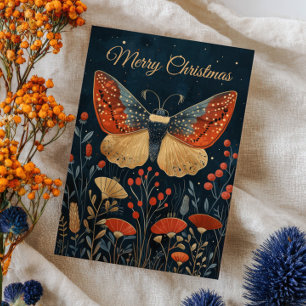 Carte photo de Noël élégante avec papillon de nuit