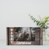 Carte photo de Noël en bois rustique (Debout devant)