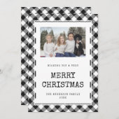 Carte photo de Noël en En vichy noir et blanc (Devant / Derrière)