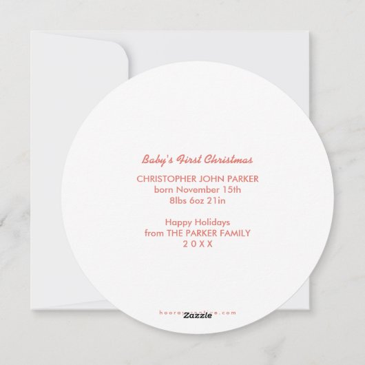 Carte photo de Noël en pin peint à la main (Dos)