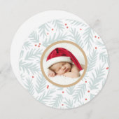 Carte photo de Noël en pin peint à la main (Devant / Derrière)