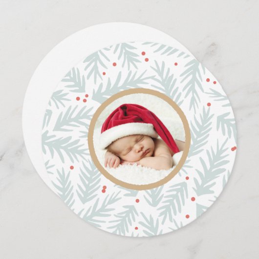 Carte photo de Noël en pin peint à la main (Devant / Derrière)