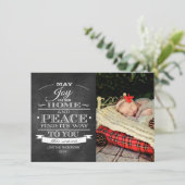 Carte photo de Noël en tableau noir blanc (Debout devant)