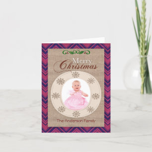 Carte photo de Noël en toile rose russe