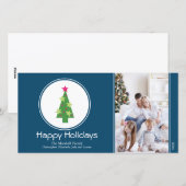 Carte photo de Noël encadrée (bleu) (Devant / Derrière)