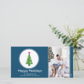 Carte photo de Noël encadrée (bleu) (Debout devant)