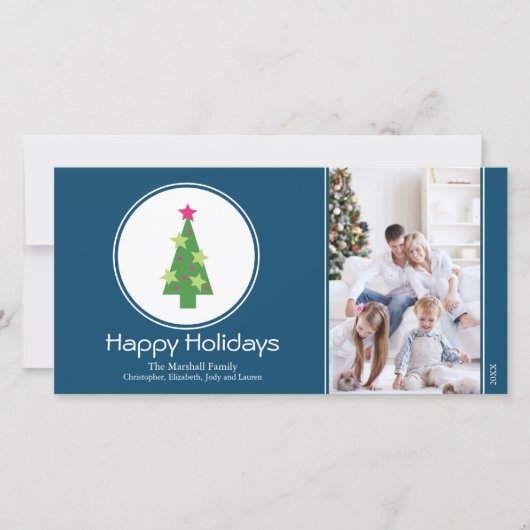 Carte photo de Noël encadrée (bleu) (Devant)