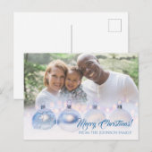 Carte Photo De Noël Familiale Avec Baubles Argent (Devant / Derrière)