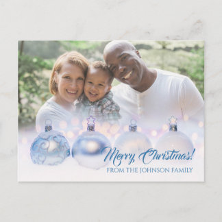 Carte Photo De Noël Familiale Avec Baubles Argent