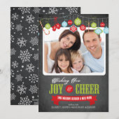 Carte photo de Noël Famille Chalkboard Cute (Devant / Derrière)