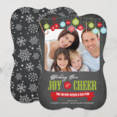 Carte photo de Noël Famille Chalkboard Cute (Devant / Derrière)