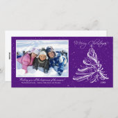 Carte photo de Noël Famille d'Arbre élégant (Devant / Derrière)