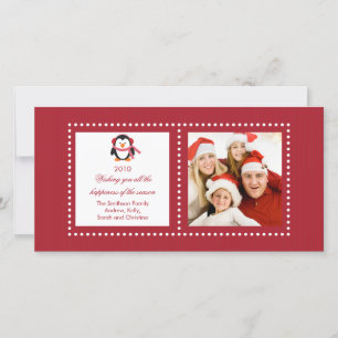 Carte photo de Noël Famille Pingouin Cute