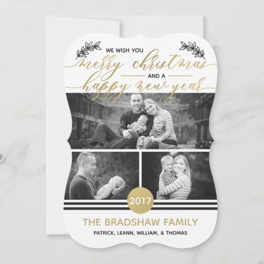 Carte photo de Noël, Faux Gold Foil (Devant)