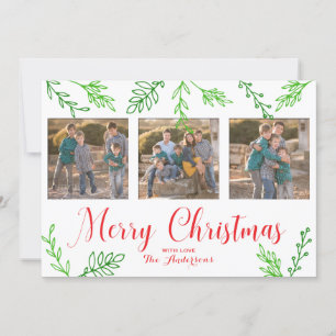 Carte photo de Noël Feuille tirée à la main