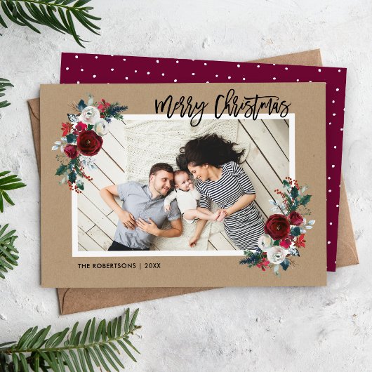 Carte photo de Noël Floral