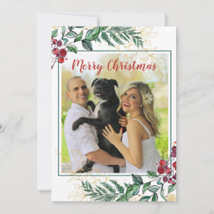 Carte Photo de Noël floral botanique avec des baies de h