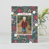 Carte photo de Noël floral griffé (Debout devant)