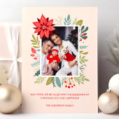 Carte photo de Noël Floral moderne