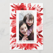 Carte photo de Noël Floral Rouge (Devant)