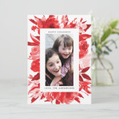 Carte photo de Noël Floral Rouge (Debout devant)