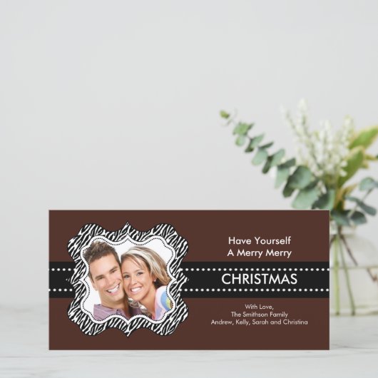 Carte photo de Noël Fun Zebra Frame. (Debout devant)