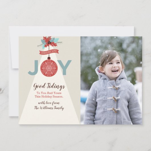 Carte photo de Noël géométrique Comfort & Joy (Devant)