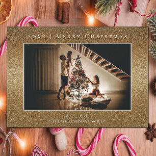 Carte photo de Noël Gold Parties scintillant