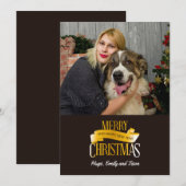 Carte photo de Noël Gold Ribbon (Devant / Derrière)
