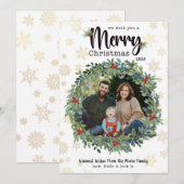 Carte photo de Noël Golden Snowflakes (Devant / Derrière)