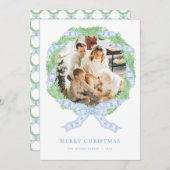 Carte photo de Noël Grandmillenium Blue Wreath (Devant / Derrière)