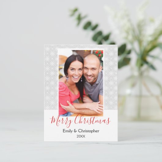 Carte photo de Noël Gray and White Snowflake (Debout devant)