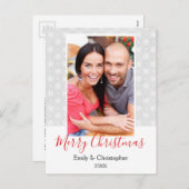 Carte photo de Noël Gray and White Snowflake (Devant / Derrière)